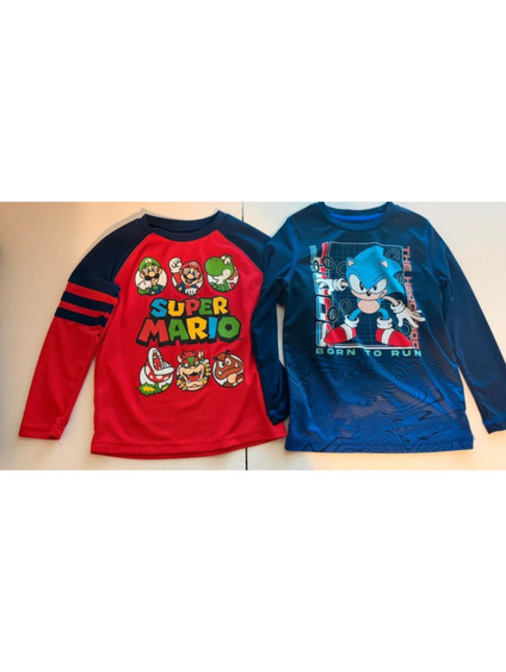 Jumping Beans Super Mario and Sonic the Hedgehog Shirts Size 5